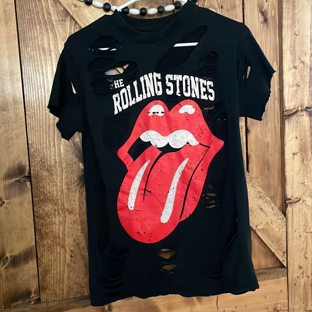 Distressed Rolling Stones t shirt